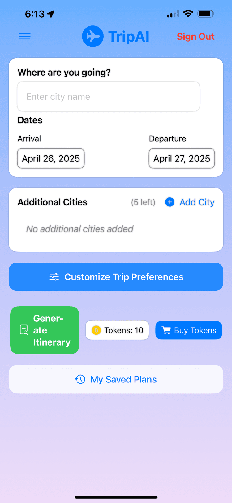 TripAI screenshot 1